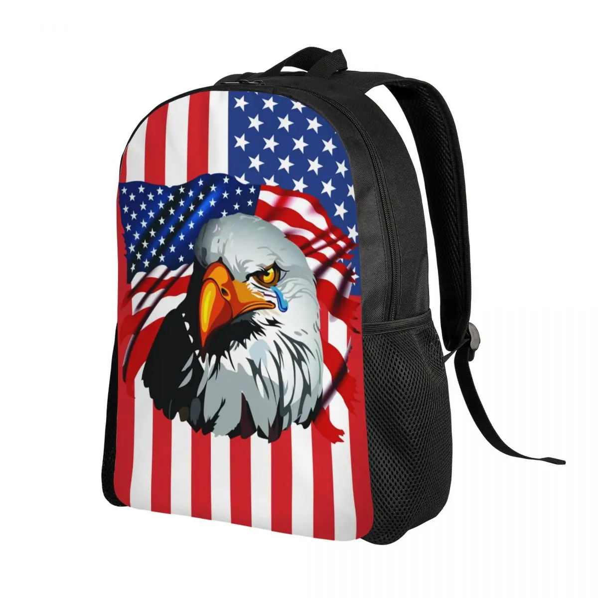 USA American Flag Bald Eagle Laptop Backpack Men Women Basic Bookbag for School College Student Bag