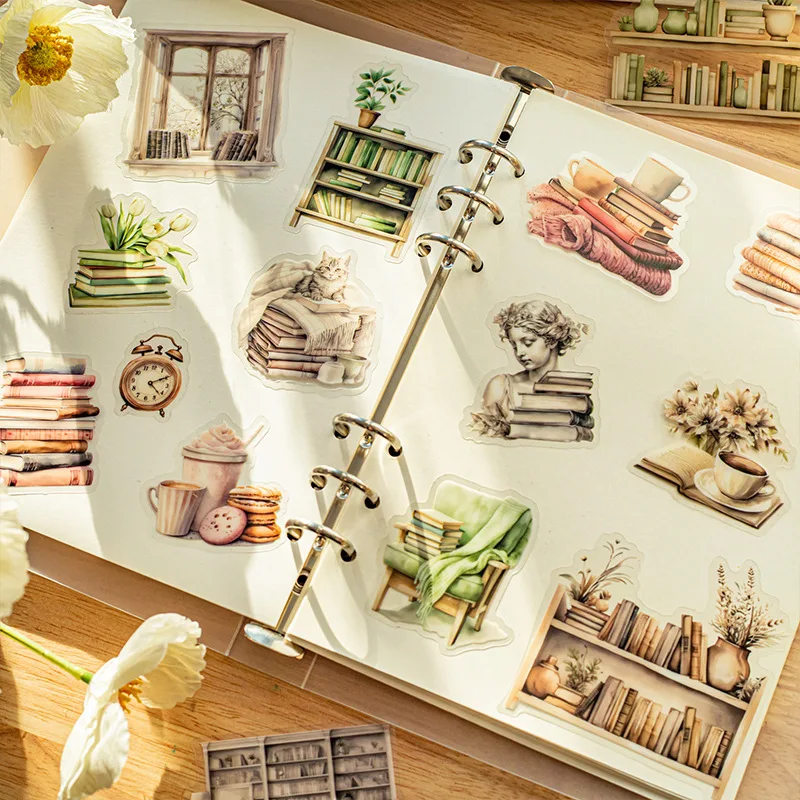 20 pcs Reading book scene theme DIY collage decorative stickers Scrapbooking Material handmade Diary Album Junk Journal Supplies