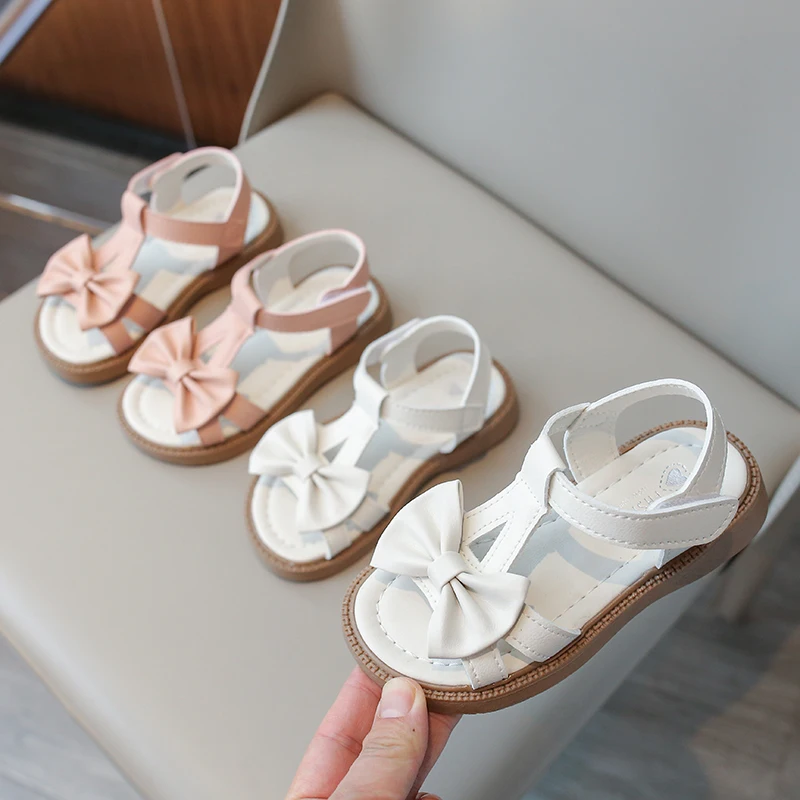 

Summer Sandals Bow Children Shoes Girls Sandals Baby Birthday Party Princess Soft Beach Sandal Girl Solid Platform Shoes