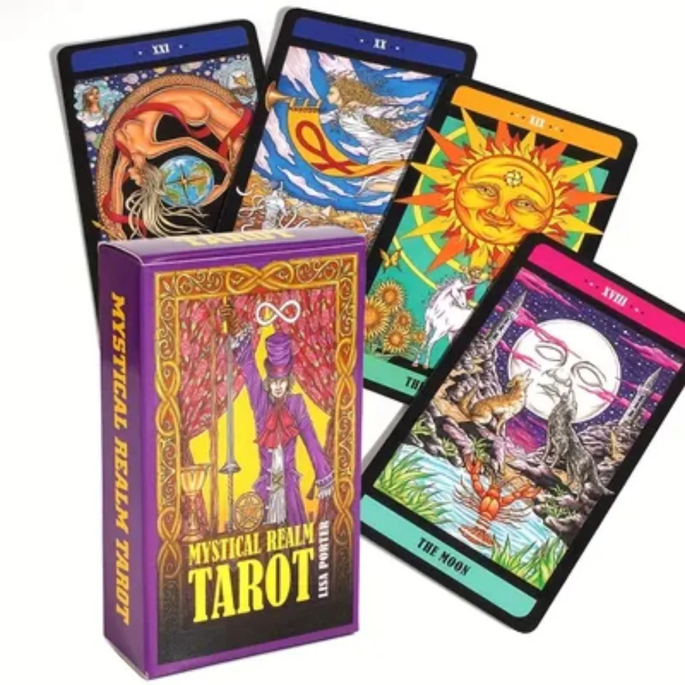 Tarot du royaume mystique 10.3x6cm, 78 cartes complètes, une compilation unique de cartes de tarot vibrantes