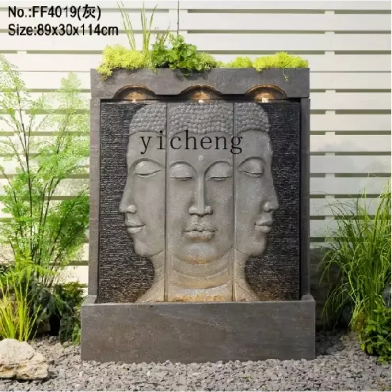 X9 high-end rockery flowing water fountain Zen Buddha statue entrance water curtain ornament decorative landscaping