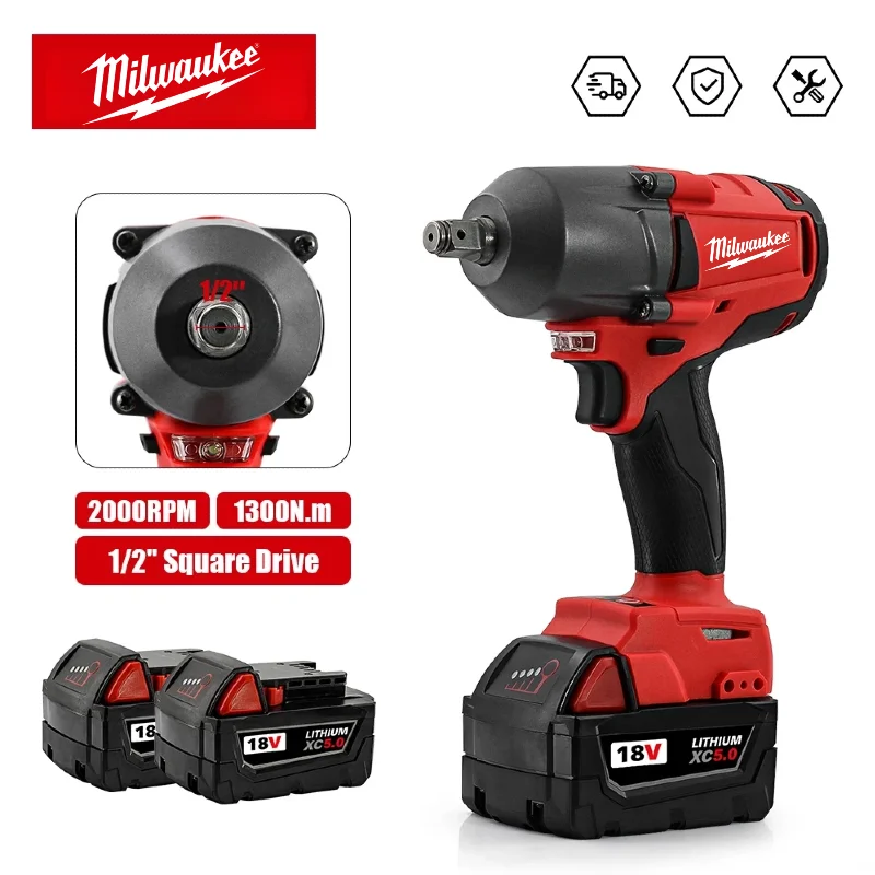 Milwaukee 1300NM NEW Electric Brushless Wrench 18V Cordless Impact Wrench 1/2 Inch Square drive Repair HIGH TORQUE Power Tools