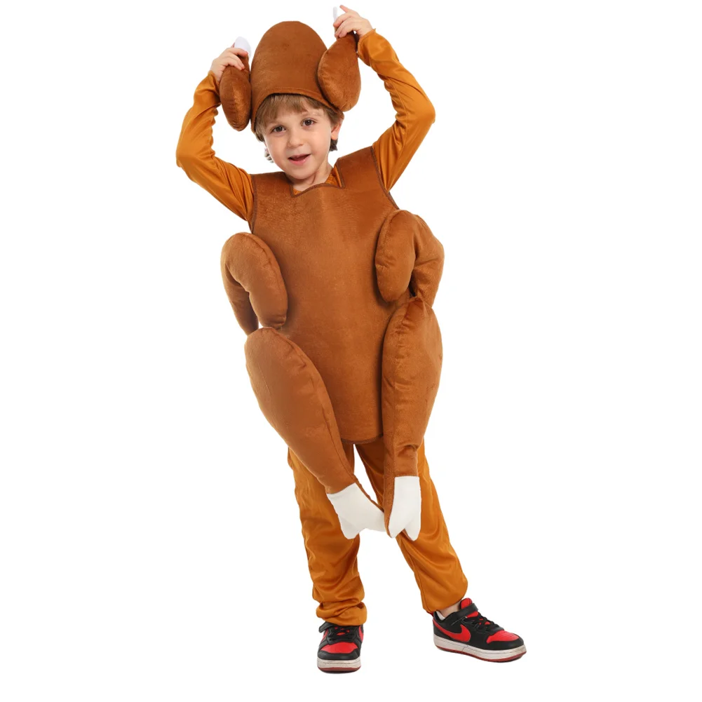 Thanksgiving Cosplay Kids Children Cartoon Turkey Costume Outfits Halloween Carnival Animal Performance Jumpsuit Hat Party Suit