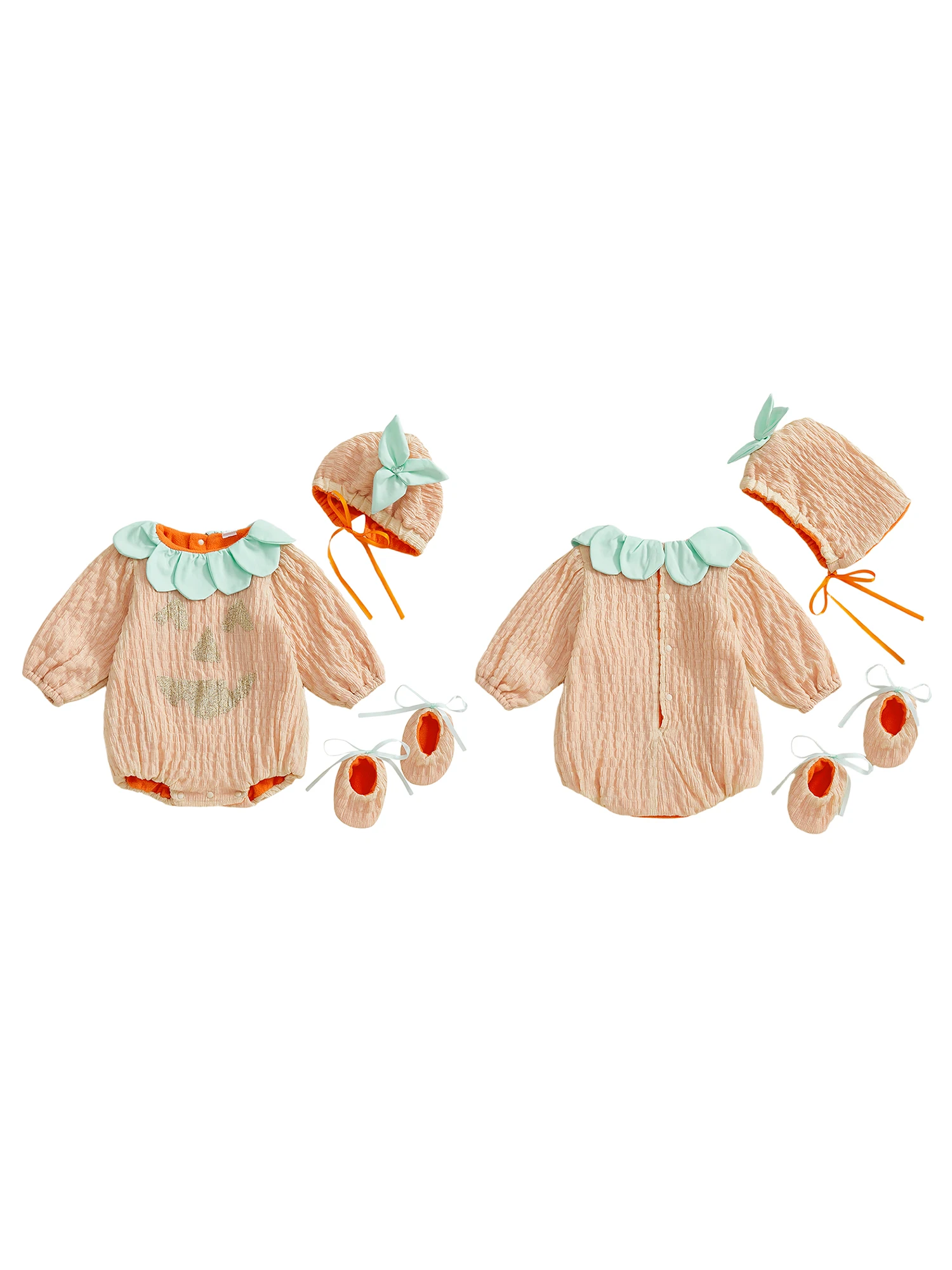 

Toddler Girl Autumn Romper Thanksgiving Turkey Print Bow Ruffle Round Neck Long Sleeve Jumpsuit with Headband and Tights