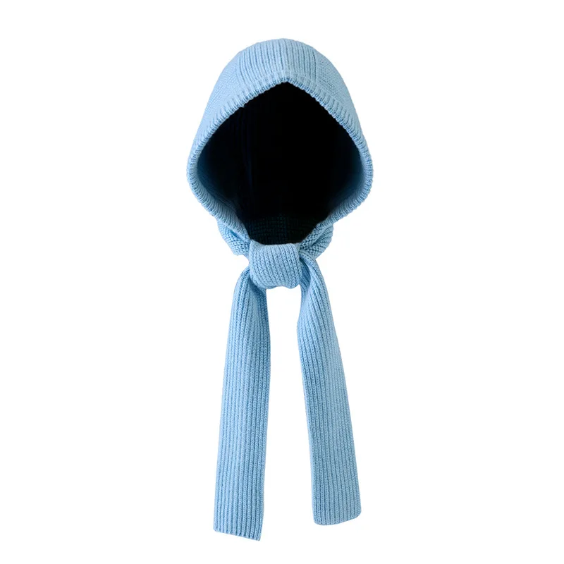 

Winter Hat Balaclava Women Wool Knit Hood Scarf Warm Accessory For Skiing Autumn Outdoor Sports Cycling