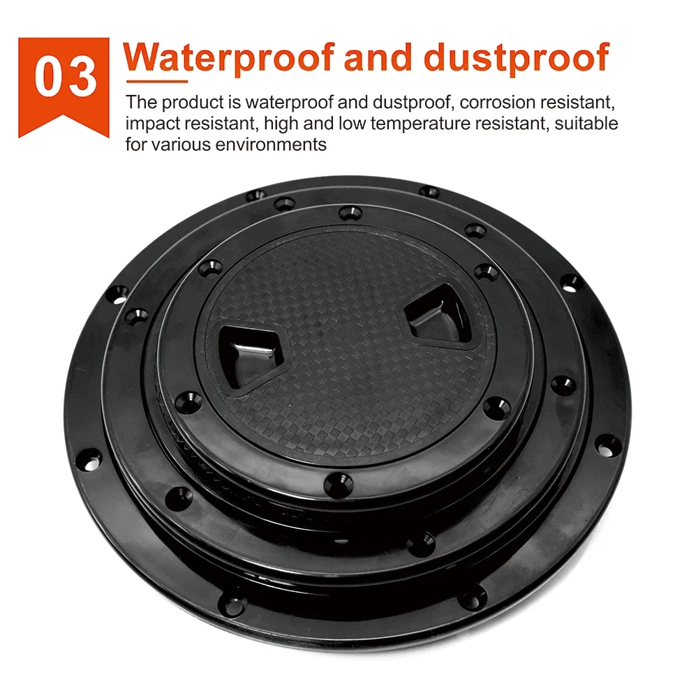 ABS Round Deck Inspection Access Hatch Cover Plastic White Black Boat Screw Out Deck Inspection Plate For Yacht Marine 4/6/8inch