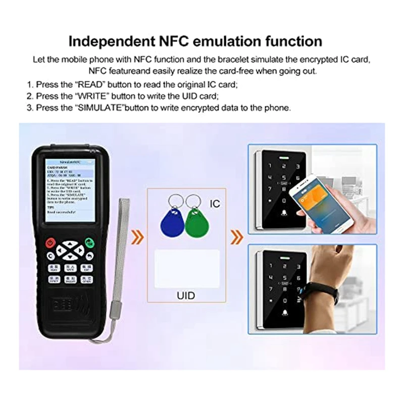 RFID Reader Writer Duplicator, NFC Reader, Multi Frequencies RFID Smart Card Programmer, Encrypted Card Decoder