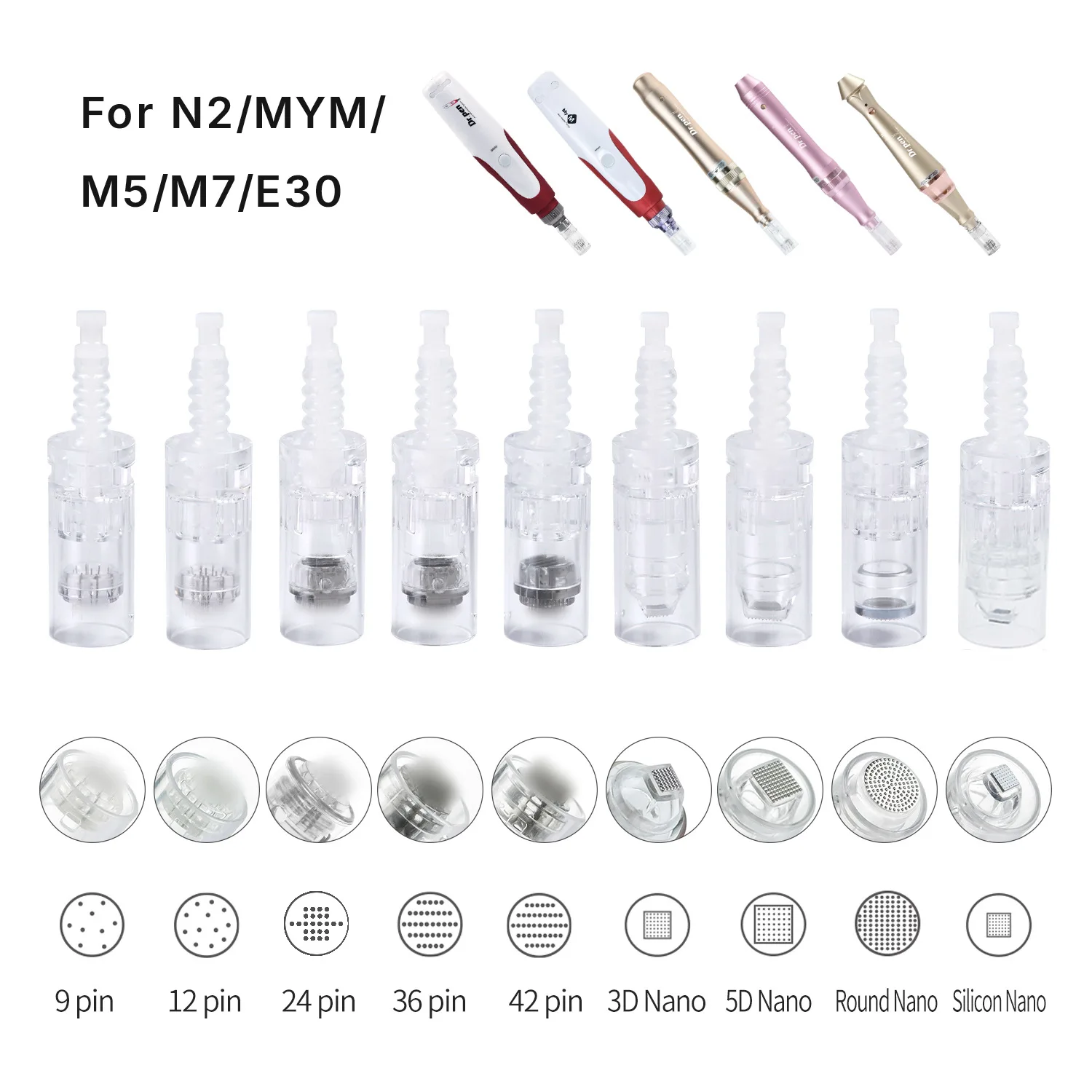 

5pcs Bayonet Cartridge Needle for MYM M5/M7 Derma Microneedle Pen N2 Pen 1pin 3pin 5pin 7pin Tattoo 9pin 12pin 24pin 36pin 3D 5D