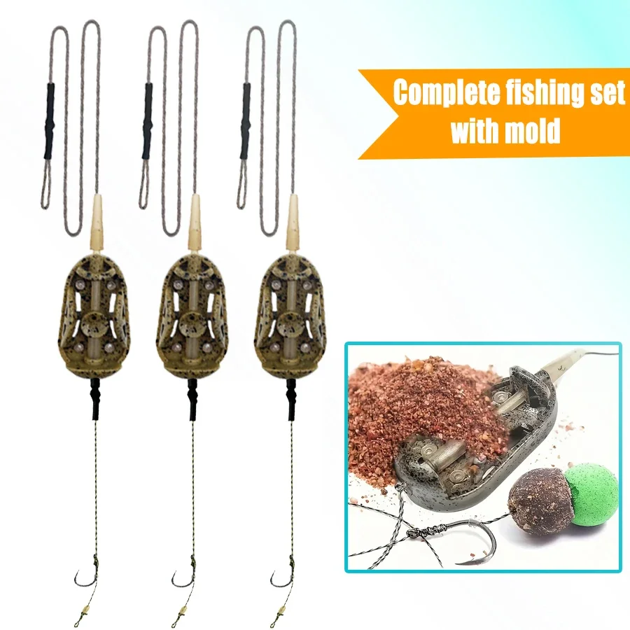 أدوات صيد السمك المربوطة مسبقًا، 5 قطع من أدوات تغذية الشعر مع خطافات شائكة لصيد سمك الشبوط، مجموعة أدوات أدوات طرفية جاهزة للاستخدام