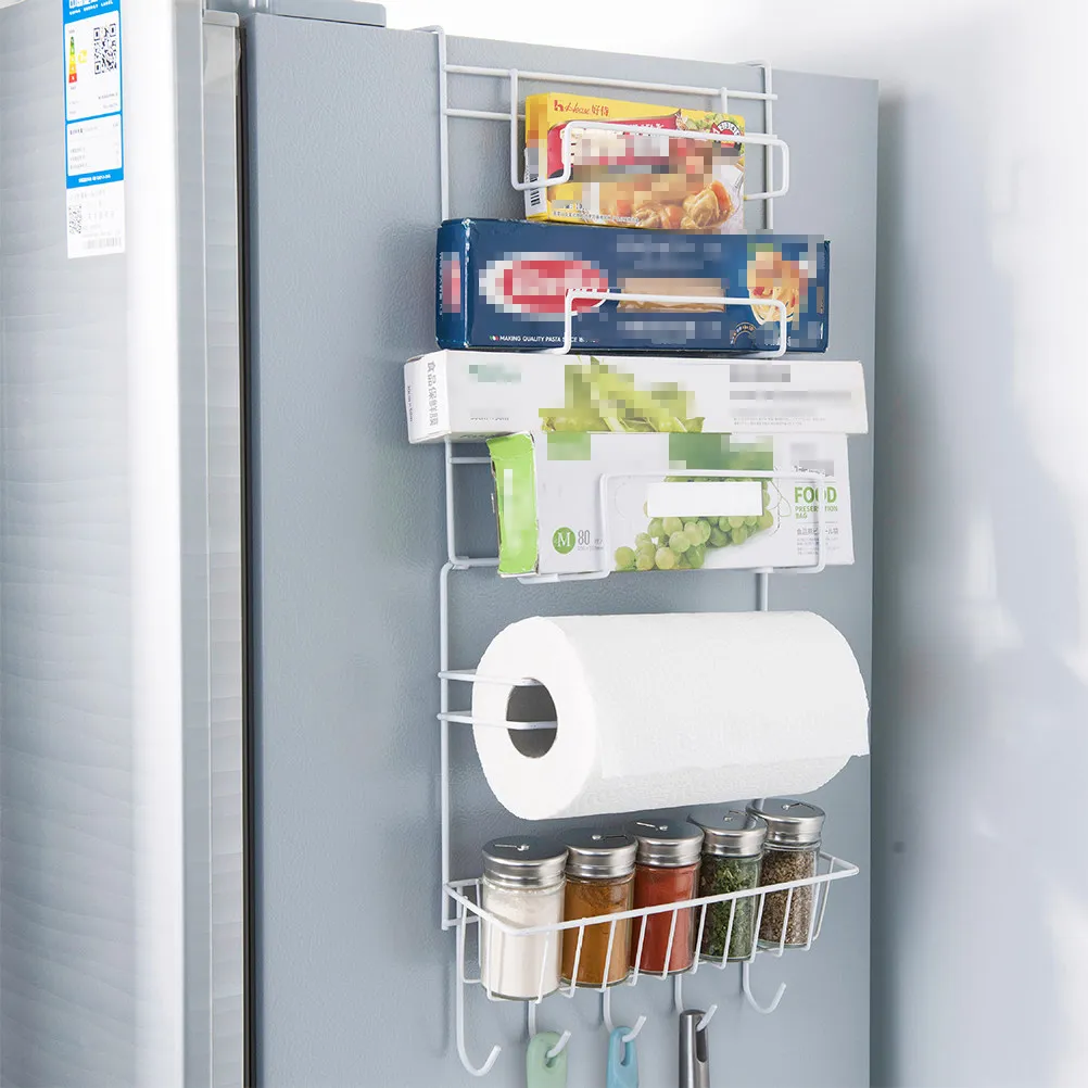 

Многоуровневая полка для хранения без сверления с 3 клейкими крючками, органайзер для кухни, ванной, боковой стенки холодильника, без сверления
