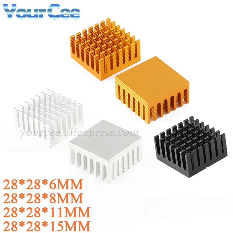 2pcs Heatsink 28*28*11mm 28*28*15MM 28*28*6MM 28*28*8MM Cooling Fin Aluminum Heat Sink Radiator Cooler 28X28X11mm