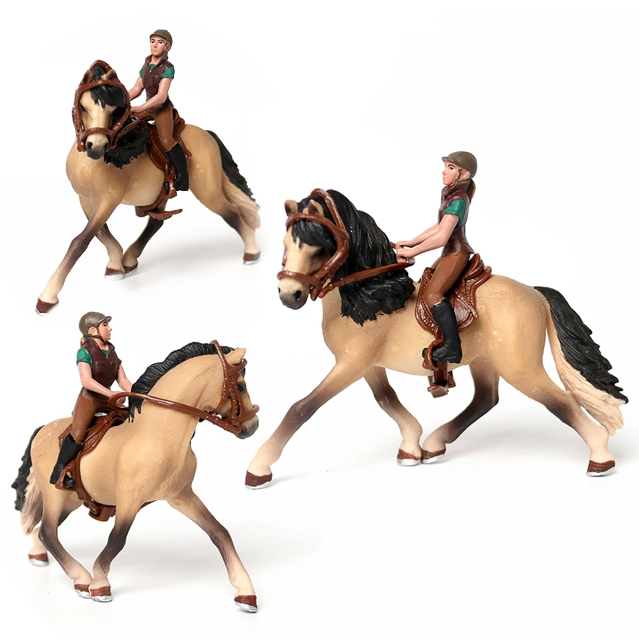 ม้า Playset ตุ๊กตาสัตว์ขี่ม้า Rider Action Figure ฟาร์มพลาสติกสัตว์ของเล่นม้านวนิยายของเล่นเด็กสําหรับของขวัญเด็ก
