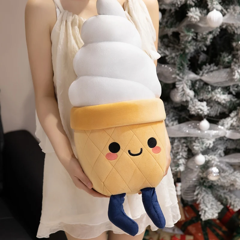

Cartoon Ice Cream Throw Pillow Plush Toys Cozy Full Cotton Stuffed Smile Ice Cream Doll Kawaii Home Decor Funny Kids Gift