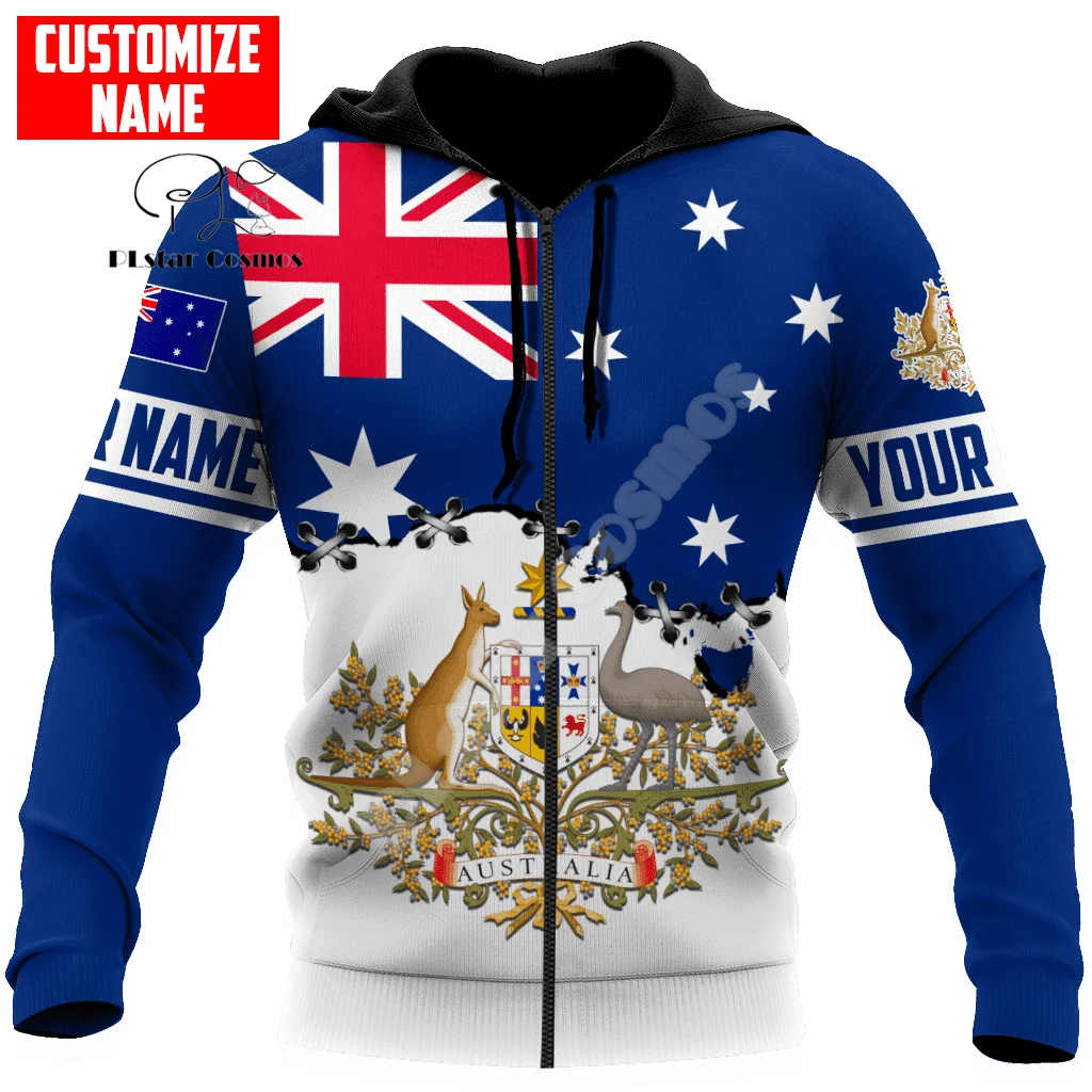 Sudadera con capucha con estampado 3D para mujer, chaqueta con nombre personalizado, Bandera de país, cultura aborigen de Australia, tatuaje Tribal,