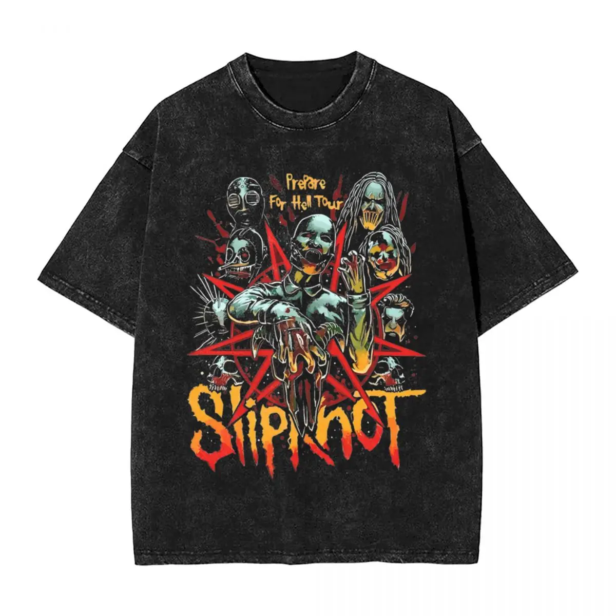 Prepare For Hell Tour S-Slipknots Washed T Shirt Streetwear Vintage T-Shirt Rock Band Tee Shirt for Men Women Short Sleeve