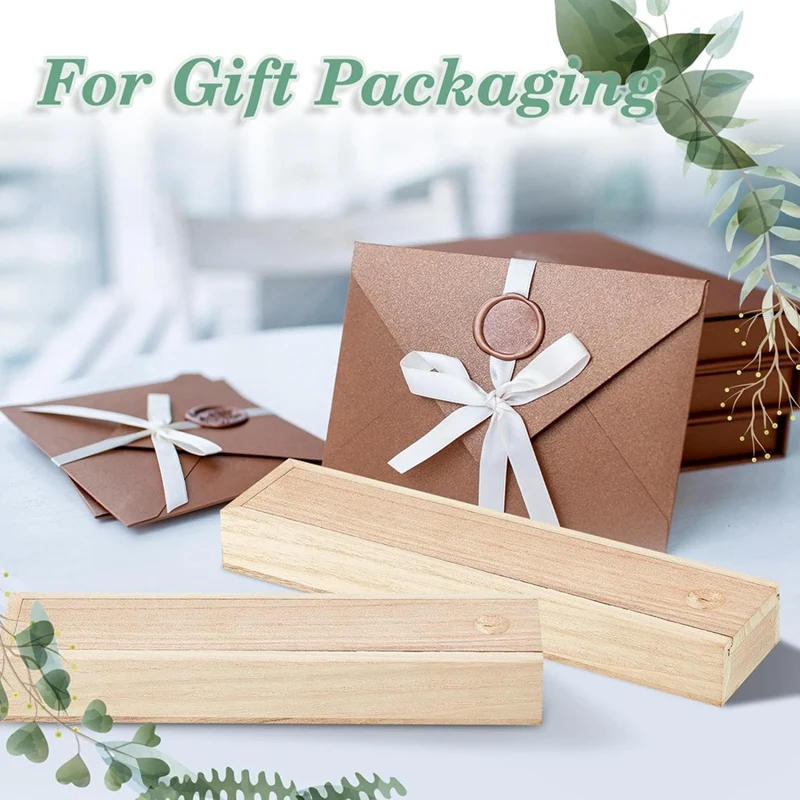 12Piece Unfinished Wood Box With Sliding Lid Small Wood Box Case Container Gift Jewelry Box 9 X 2.2 X 1.2 Inch