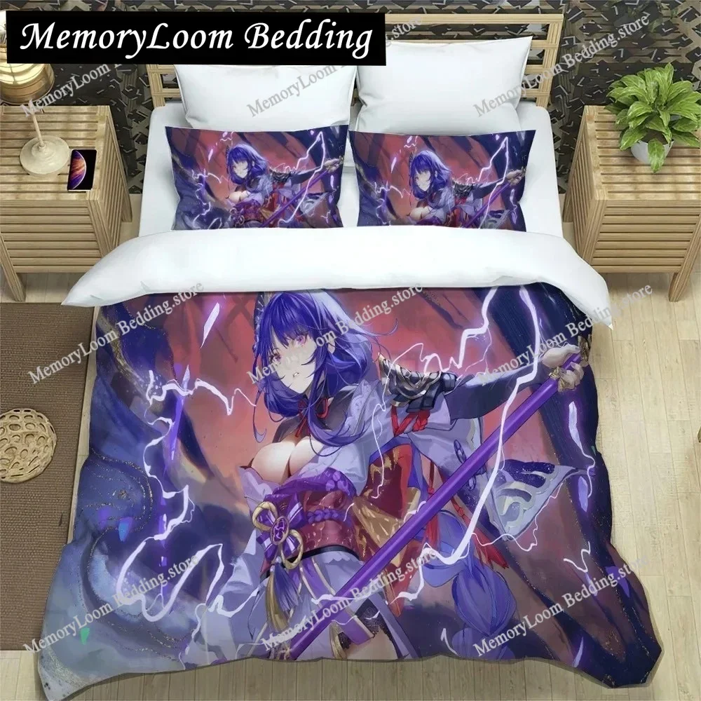 

Game Theme Popular Genshin Impact Element Bedding Set King/Queen Size Duvet Cover 3D Print Cozy Soft Home Textile Decor