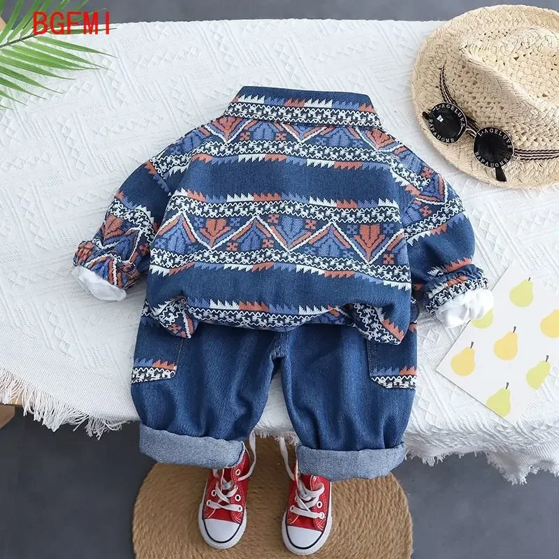 Spring Fall Outerwear Fashion Baby Girl Denim Children\'s Clothes Jacket +pant 2PCS set Kid clothes boys Jean Clothing Suit 2-10Y