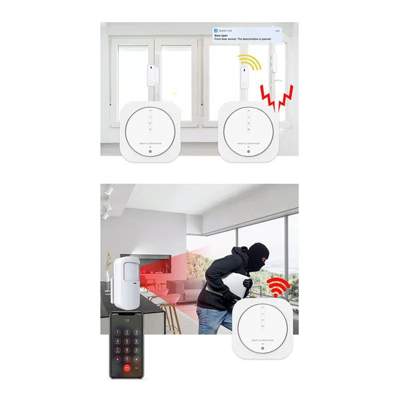 B50B-Graffiti Burglar Alarm Intelligent WIFI+GSM Dual Network Alarm System Home Multifunction As Shown ABS Screenless Alarm Host