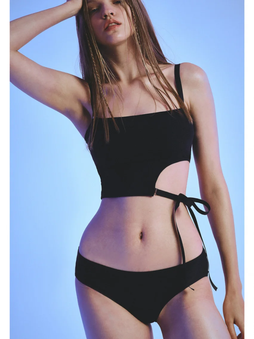 

Сексуальный корейский купальник-бикини в стиле Ins Wind для женщин, с вырезами на талии, без бретелек, раздельный, бренд Bolen