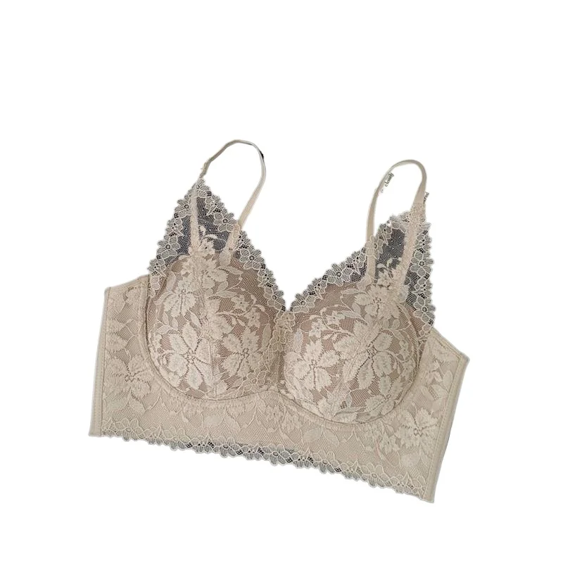 KUCLUT de Renda Francesa para Pequenos Bustos Push Up Anti Sagging Confortável para Mulheres Lace Back Thin Style Sexy