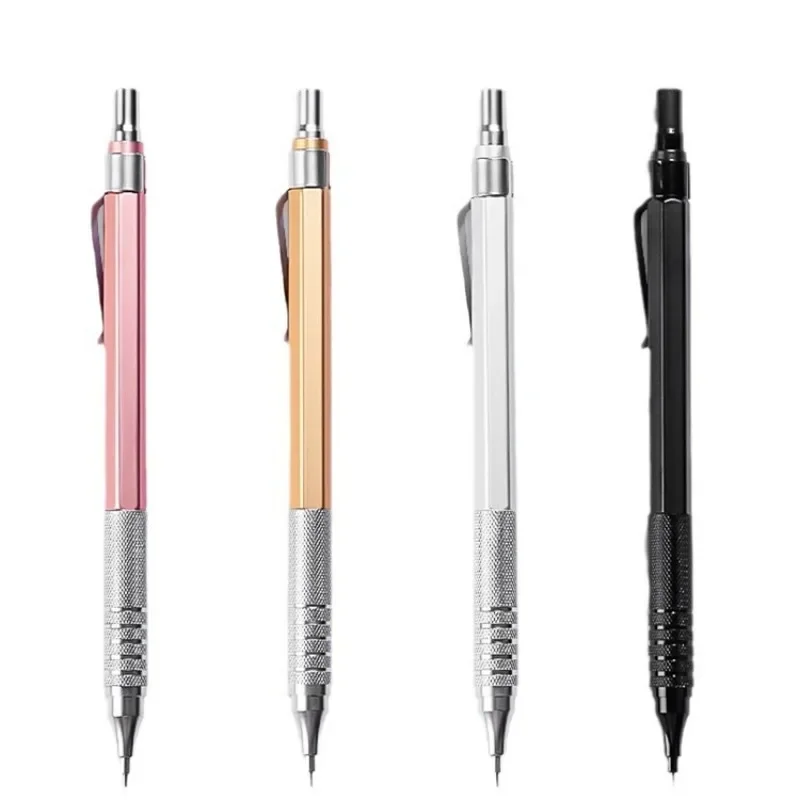 0.3/0.5/0.7mm Rose Gold Siver Mechanical Pencil Low Gravity Metal Automatic Pencils Drawing Writing Stationery School Supplies6