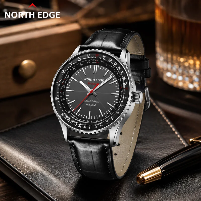 New NORTH EDGE EVOQUE3 Outdoor Sports Electronic Watch Pointer Type Solar Charging Light Wave Watch Long Life Light Energy Drive