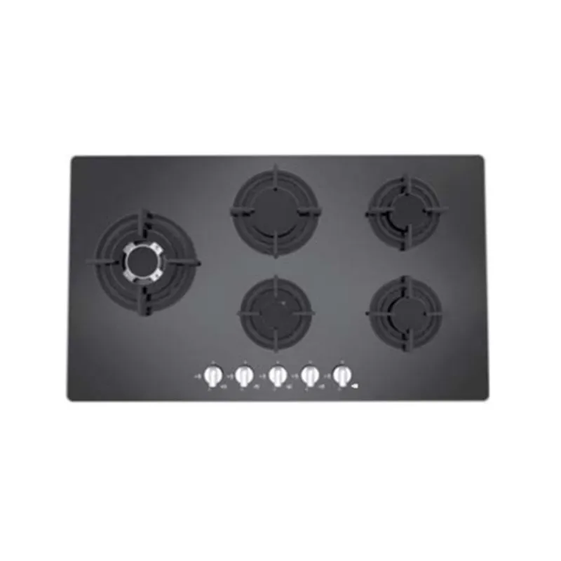 Black tempered glass 5 burner built in gas hob stainless steel gas cook top