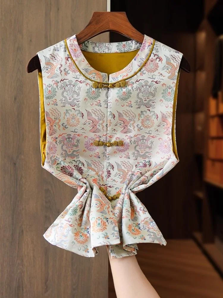 Faionable New Chinese Sle Song Jin Vest Svel Top da donna Ele Small irt Inizio primavera Nuovo arrivo