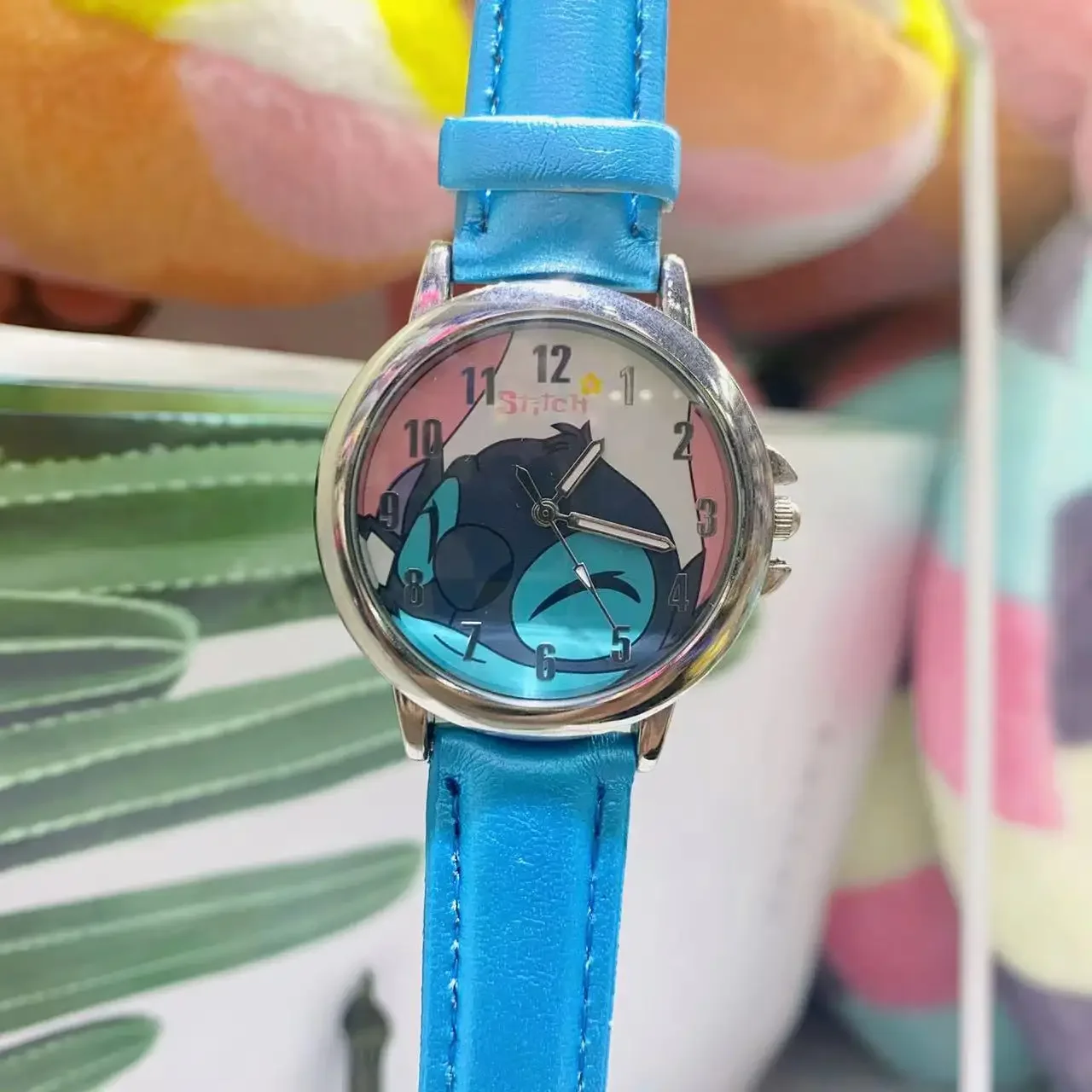 Reloj de punto Kawaii de Disney, accesorios bonitos de dibujos animados de Anime, reloj con correa de cuero de estrella para niños, textura para niño y niña, regalo de cumpleaños y Navidad