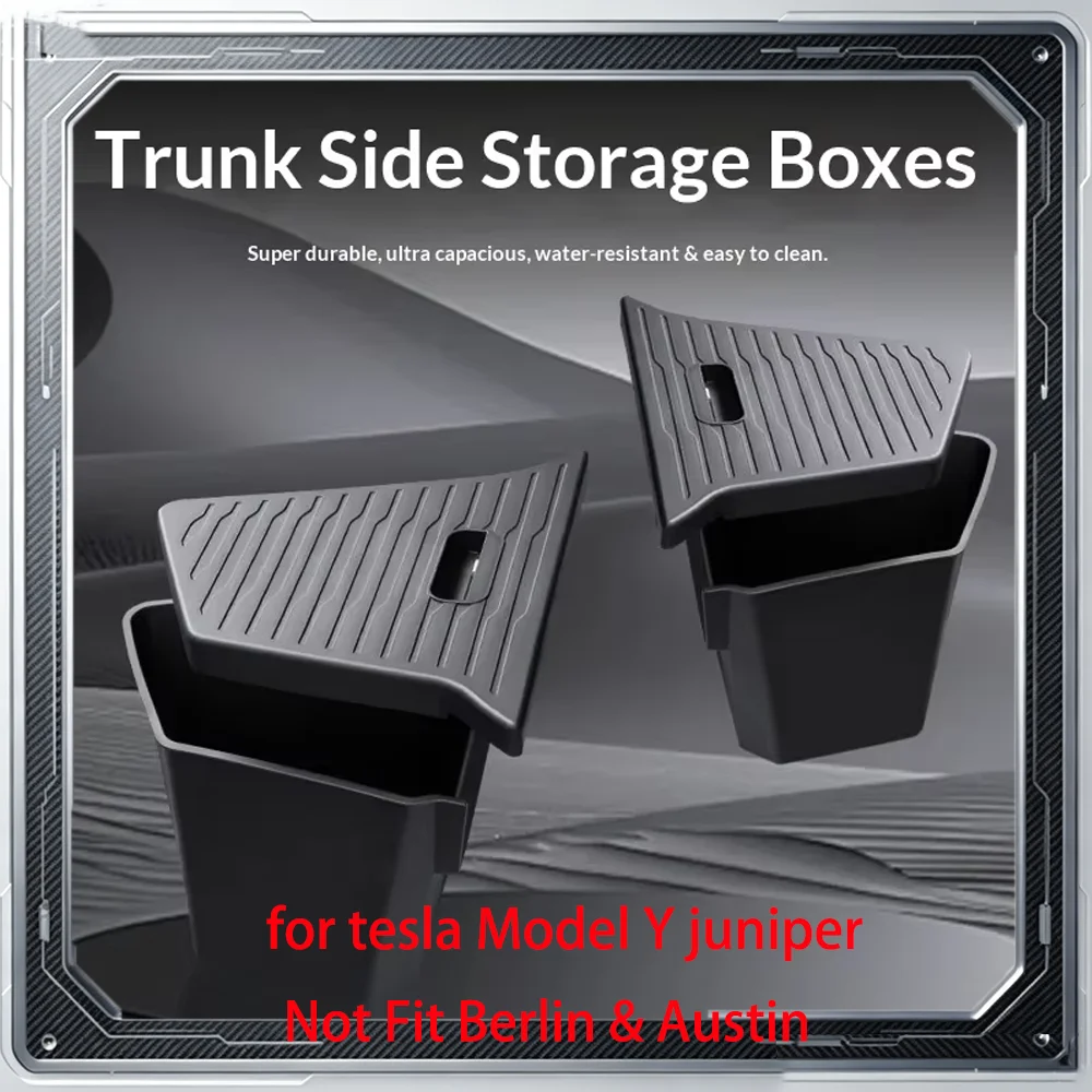 Flocking Surface TPE Trunk Side Storage Box Organizer Anti-Scratch Anti-Dirty For Tesla Model Y Juniper 2025‑2026 Accessories