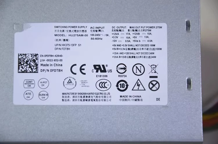 

For Dell Desktop Power Supply H275AM-00 L275AM-00 F275EM-00 AC275AM-00100% Tested