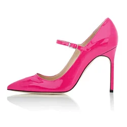LOVIRS Women's Pointed Toe Mary Jane Pumps High Heel Ankle Strap Buckle Closure Dress Office Shoes plus Size US5-15 10cm