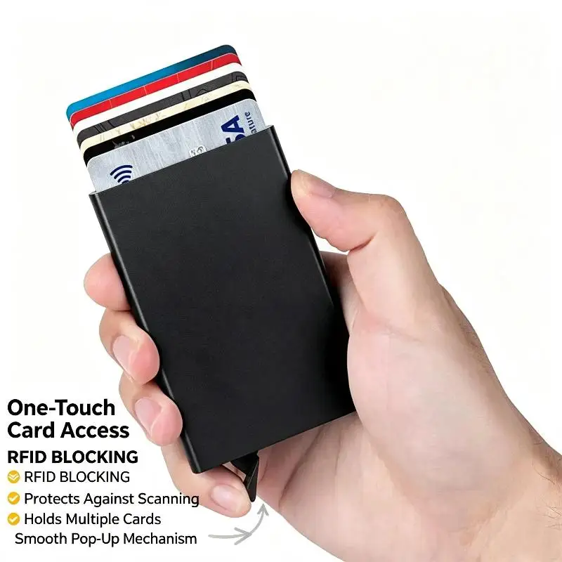 Smart Wallet Card Holder Metal Thin Slim Men Women Wallets Up Minimalist Wallet Small Black Purse Walets For Men
