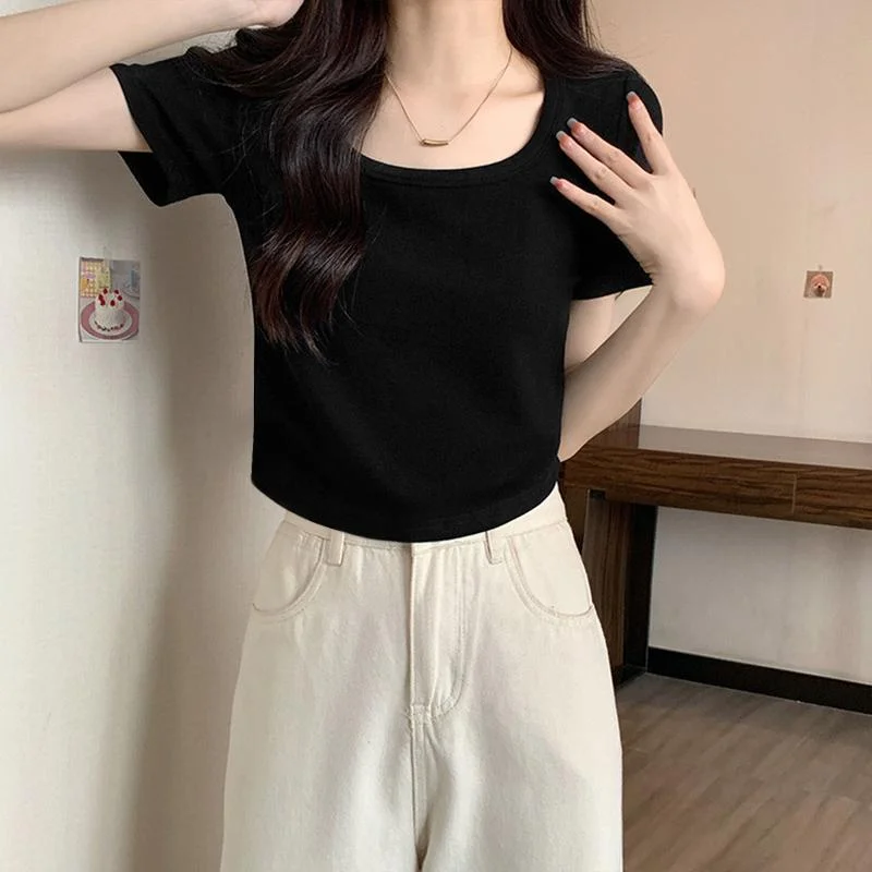 【オーバーサイズTシャツ】(40-100kg) 夏 半袖 無地 プラスサイズTシャツ 韓国ファッション トップス スリムフィット ショートカット