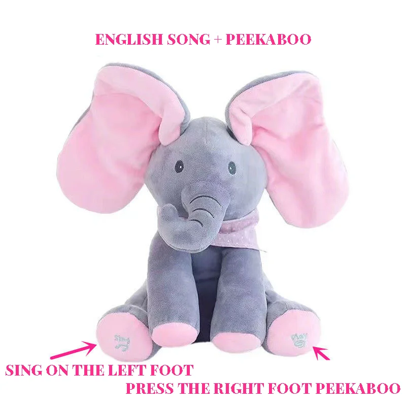 Peekaboo chantant éléphant poupée apaisante bébé poupée éducation précoce les enfants peuvent