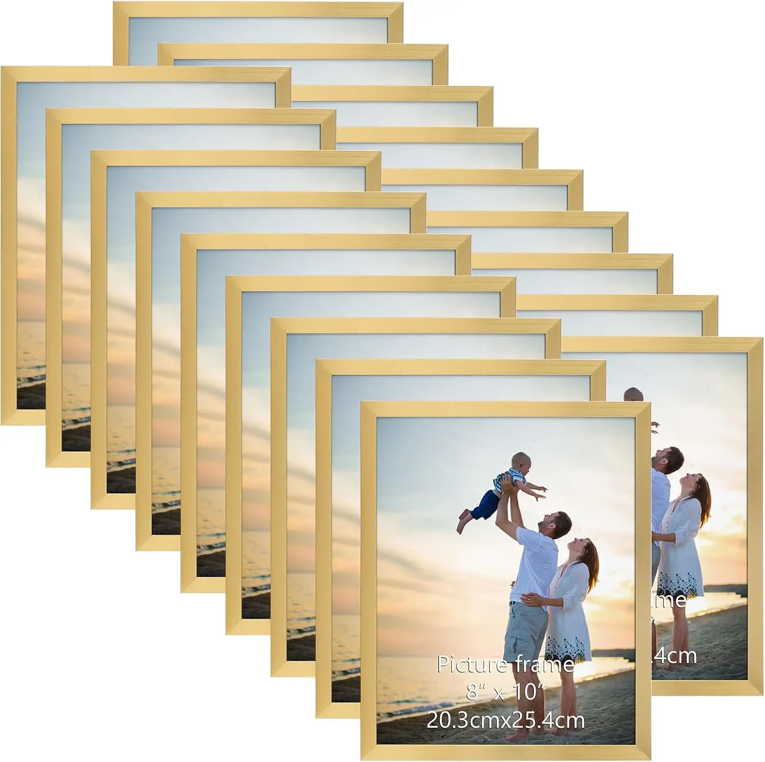 Hoikwo 18 Packs 8x10 Gold Multi Picture Frames Set for Family Photos, Artwork, Light Weight Bulk 8 by 10 Frames Pack for Wall Ha