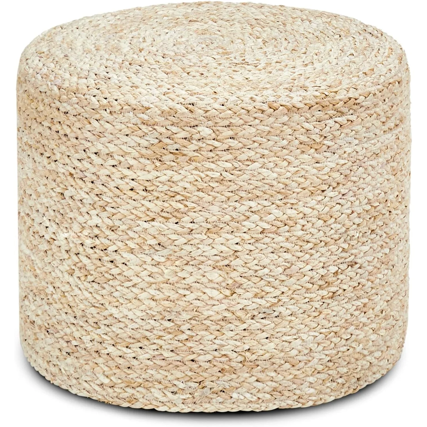 

18'' Ottoman Pouf, Natural Braided Poof, Rustic Handweave Lounge Pouffe, Boho Footrest Stool (Natural Corn Husk)