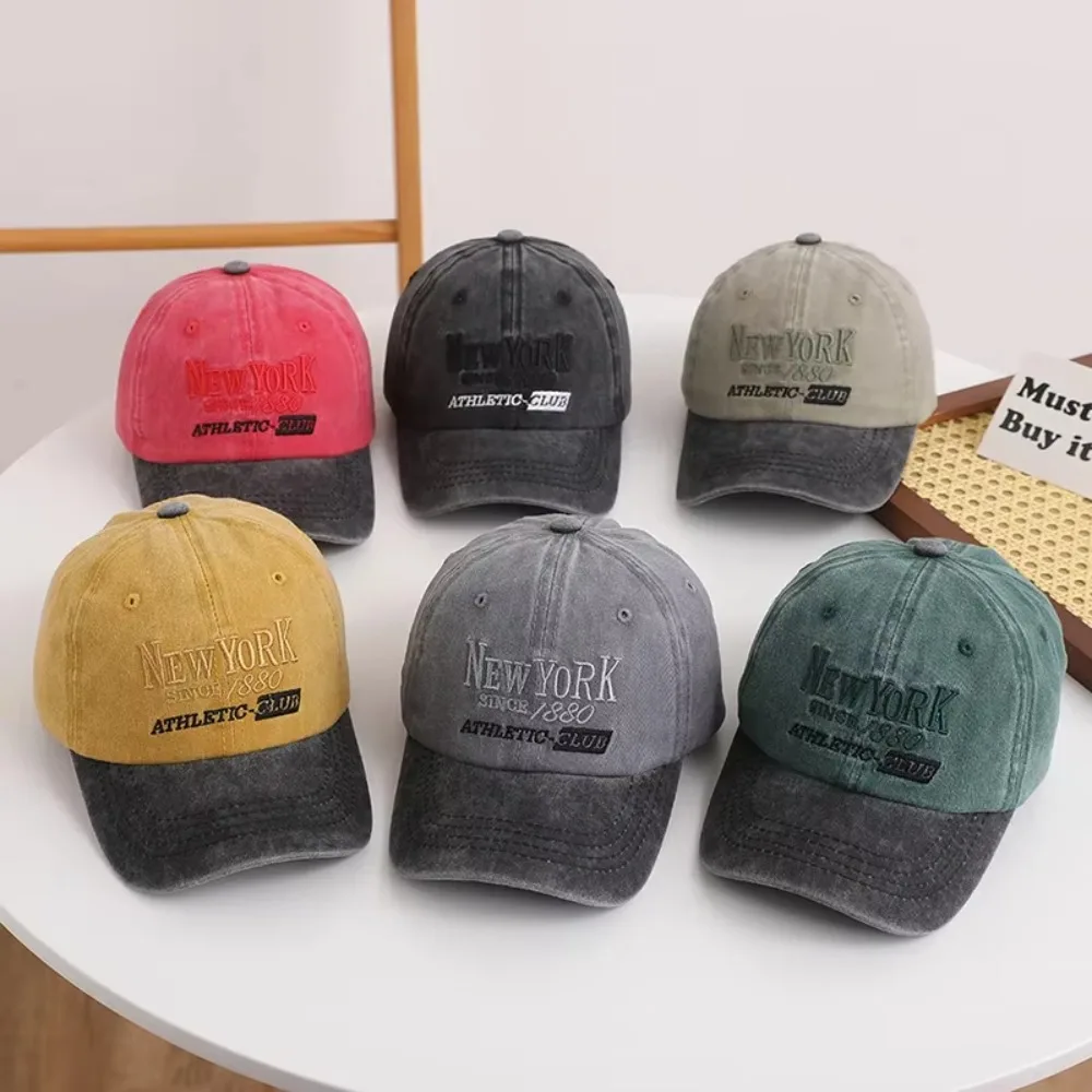 

Retro Letter Kids Baseball Cap Sunshade Visors Breathable Children Peaked Hat Adjustable Sunscreen Hats 3-10Year Boys Girls