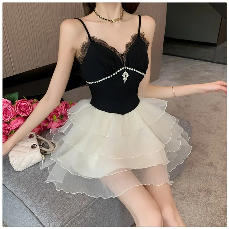 

Celebrity Girl Sexy Birthday Party Super Mini Dress Black Apricot Strapless Fluffy Ball Gown Princess Suspender Short Cake Dress