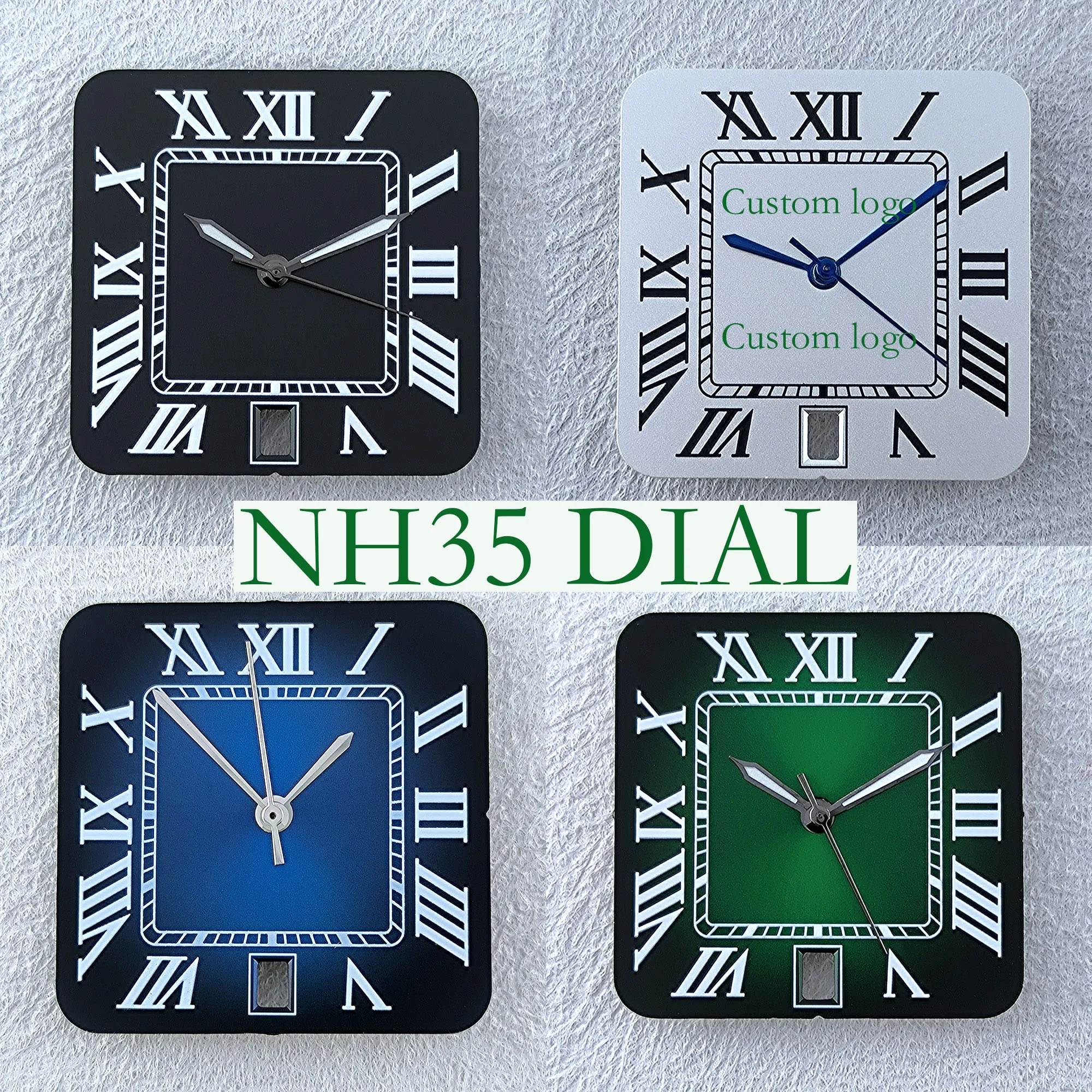 

Мужские часы с циферблатом NH35, квадратный циферблат, римские цифры, циферблат, дата на 6-часовой механизм, часы NH35 NH36