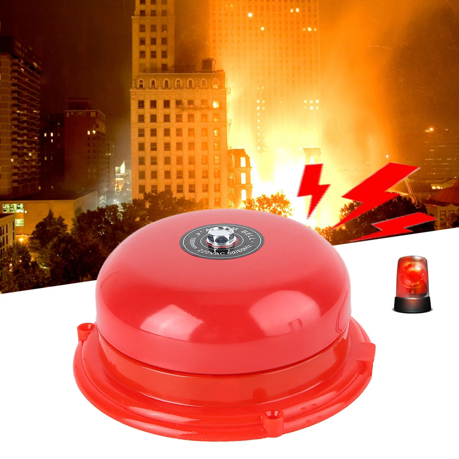 4 Inch Alarm Bell Metal Fire Control Internal Strike Type Electric Bell Pure Copper Electromagnetic Coil 100db Fire Warning Bell