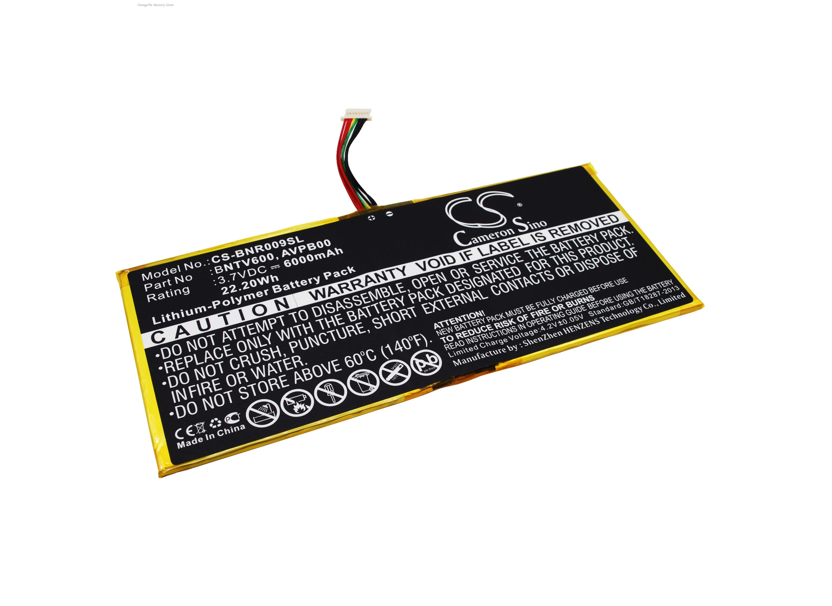 Replacement 3.7V 6000mAh Tablet Battery BNTV600 for Barnes & Noble BNTV600 NOOK HD+9 Ovation HD+ Plus