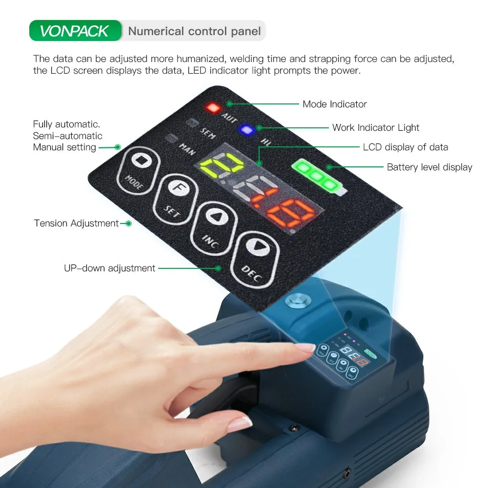 Q1 مفتاح واحد Pp/Pet أدوات شد الربط الكهربائية الأوتوماتيكية آلة ربط البطارية المحمولة لحزمة سيناريوهات متعددة #6