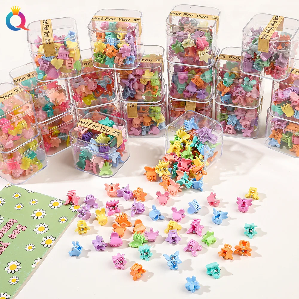 

Candy Color Mini Claw Clips Box Set Non Slip Small Hair Grips for Side Bangs Baby Hair Braiding Wholesale