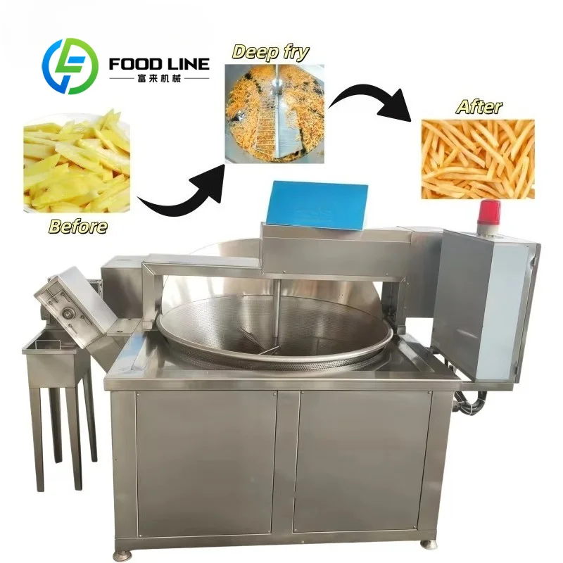 Customize Industrial Auto Stir Deep Fryer,Customizable Capacity Stainless Steel Frying Machine for Food Processing Plant