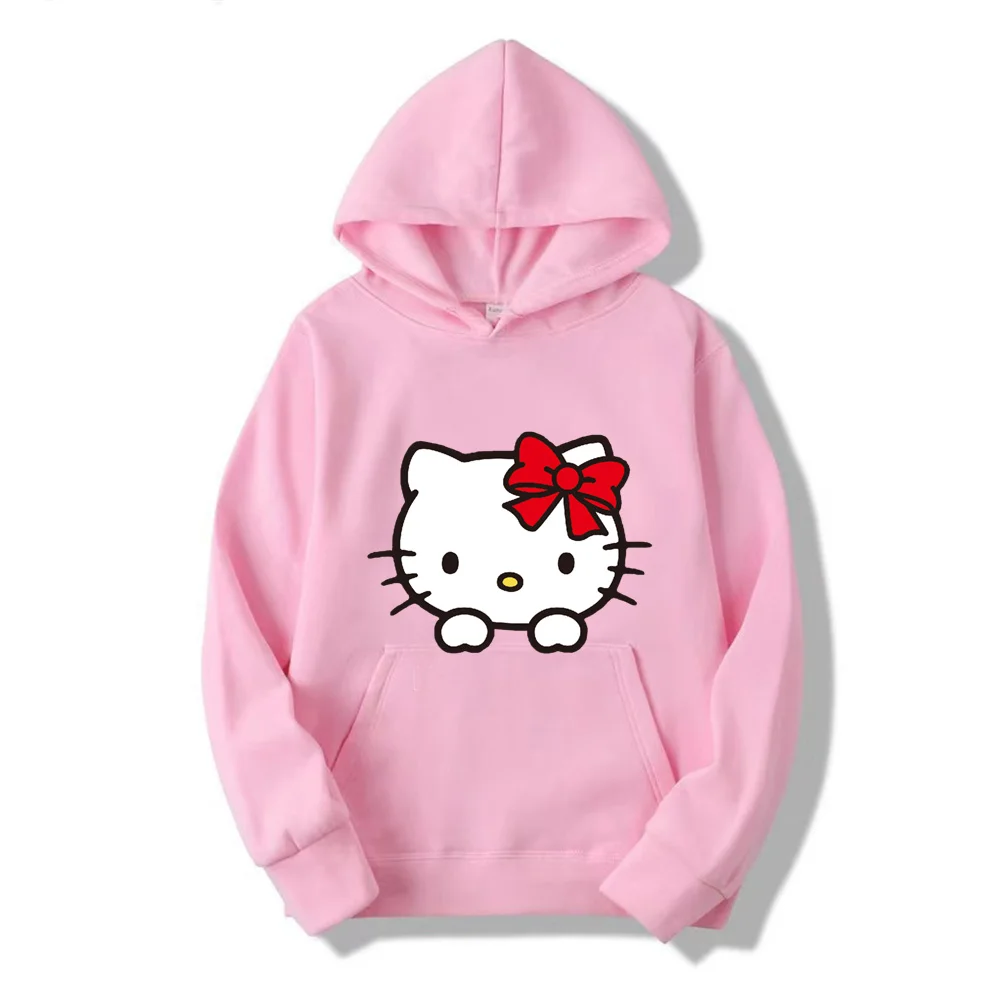 

New 90s Harajuku Winter Hello Kitty Cartoon Hoodies Women Harajuku Cute Anime Sweatshirt Manga Streetwear Hoody Female Unisex