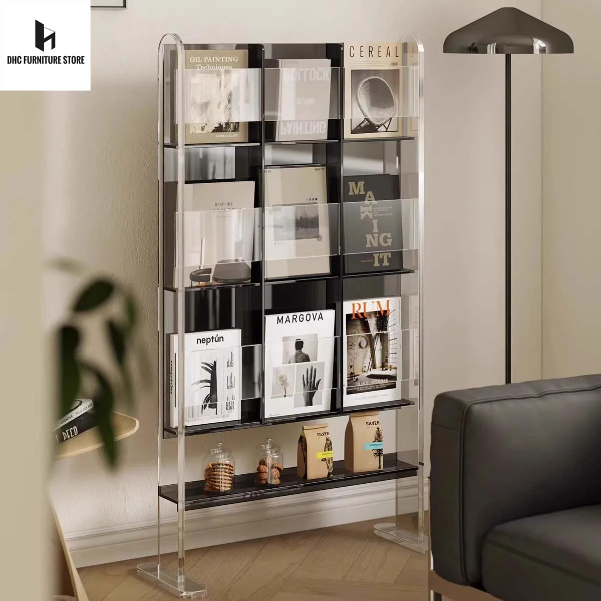 

Acrylic Bookshelf Storage Rack Multi-layer Book Closet Organizer Living Room Shelf Record Musical CD Storage Display Racks