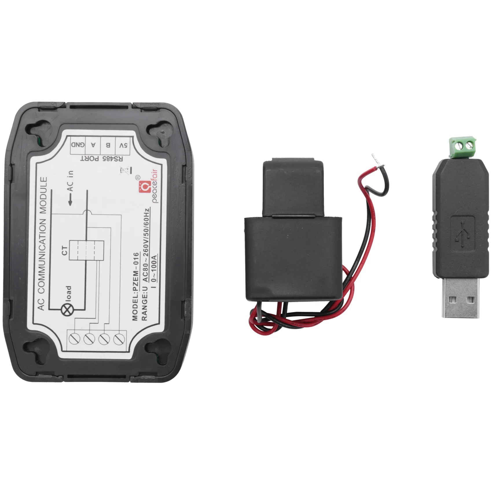 3X Peacefair AC Single Phase Watt Energy Meter RS485 Modbus 220V 100A Voltage Current Frequency Power Factor Kwh Meter-[A04I]