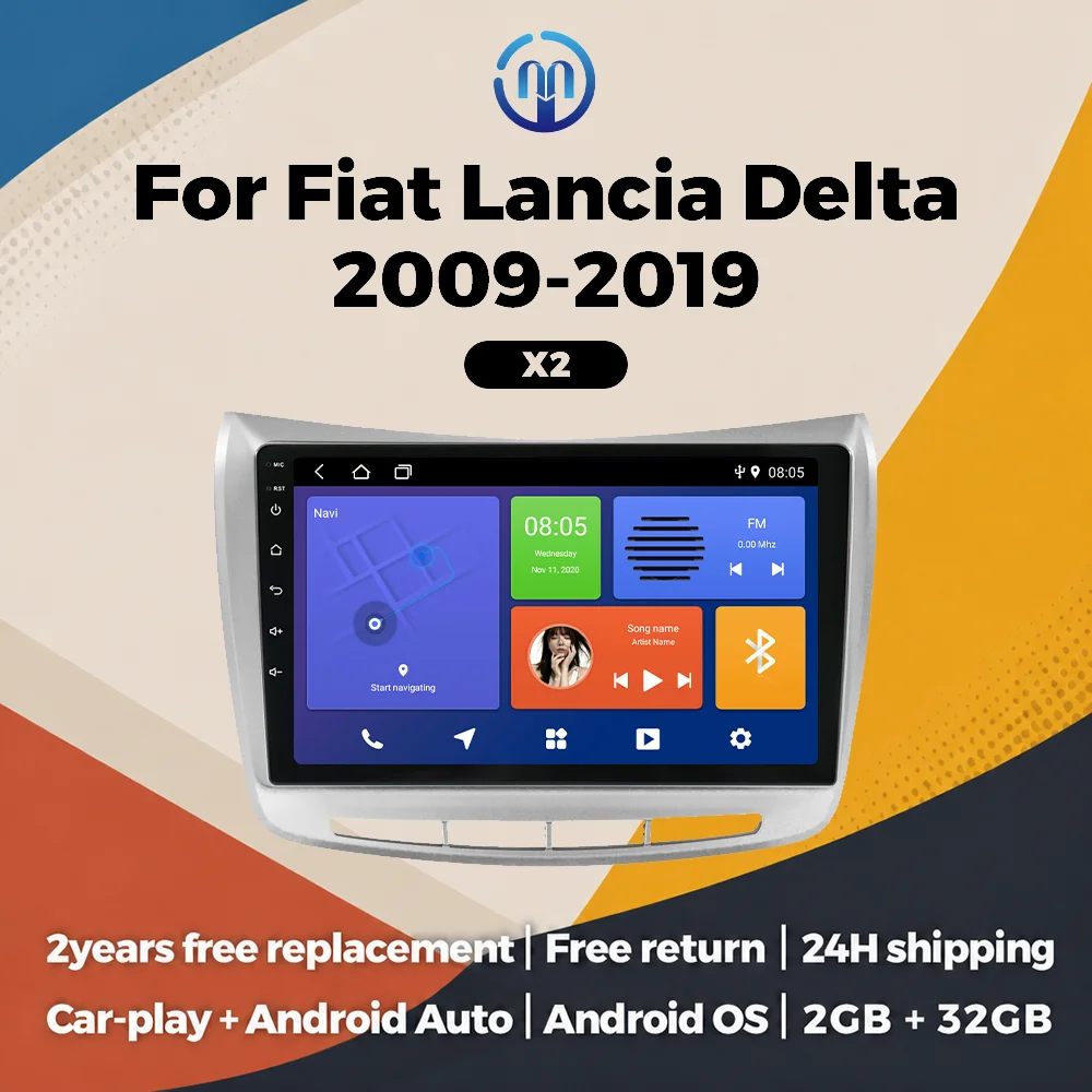 Android 15 Car Radio Wireless Carplay Android Auto All In One For Lancia Delta 2009-2019 Multimedia Video Player GPS Navigation